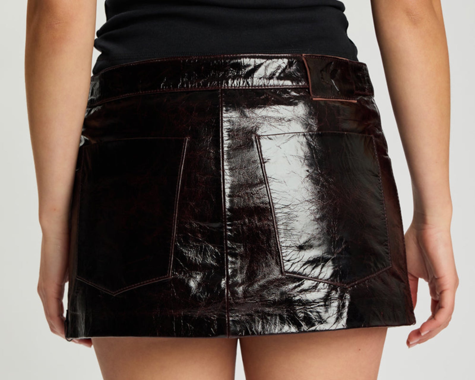 Obsidian Zipped Leather Mini Skirt - Merlot