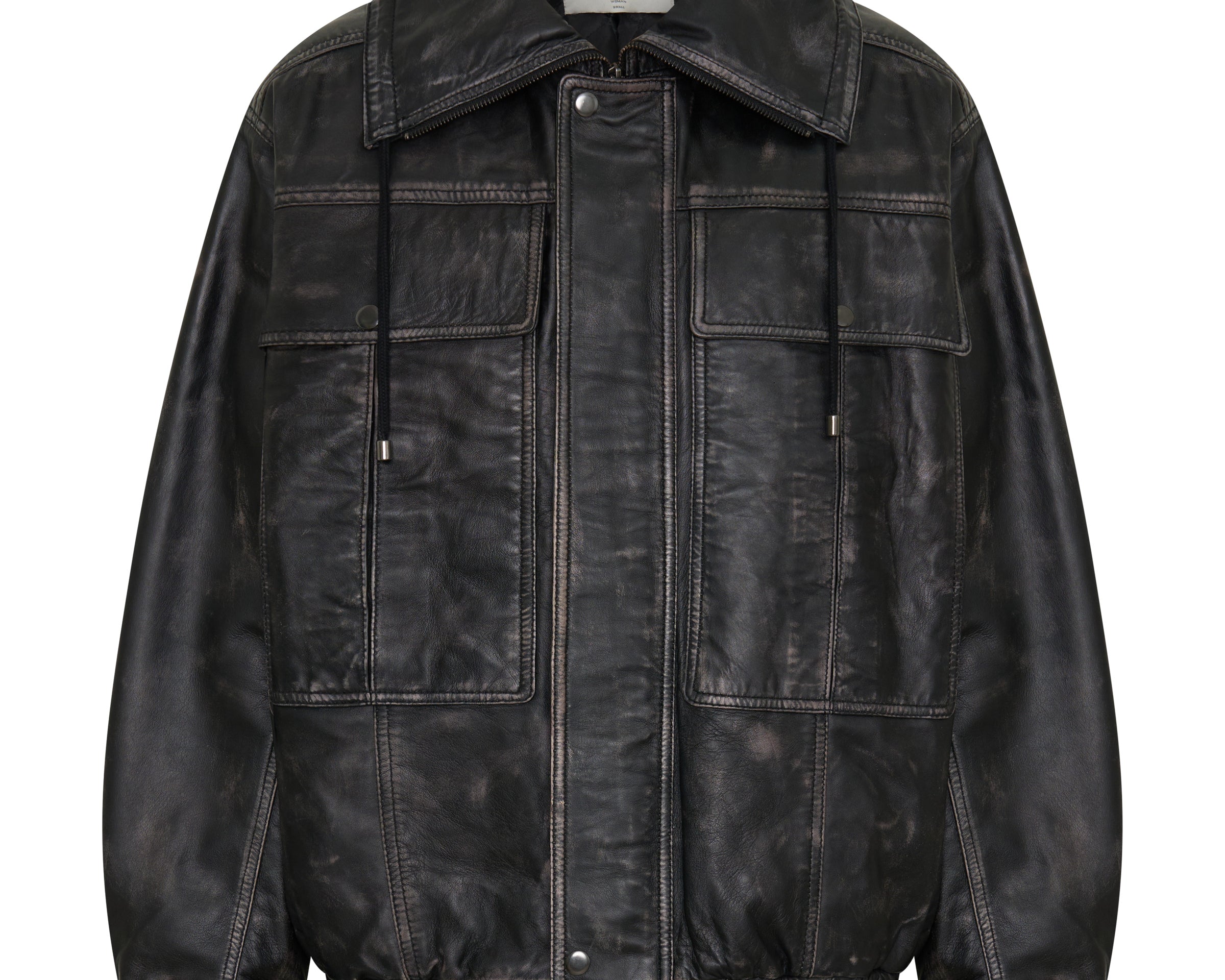 Atlas Utility Leather Jacket - Worn Black
