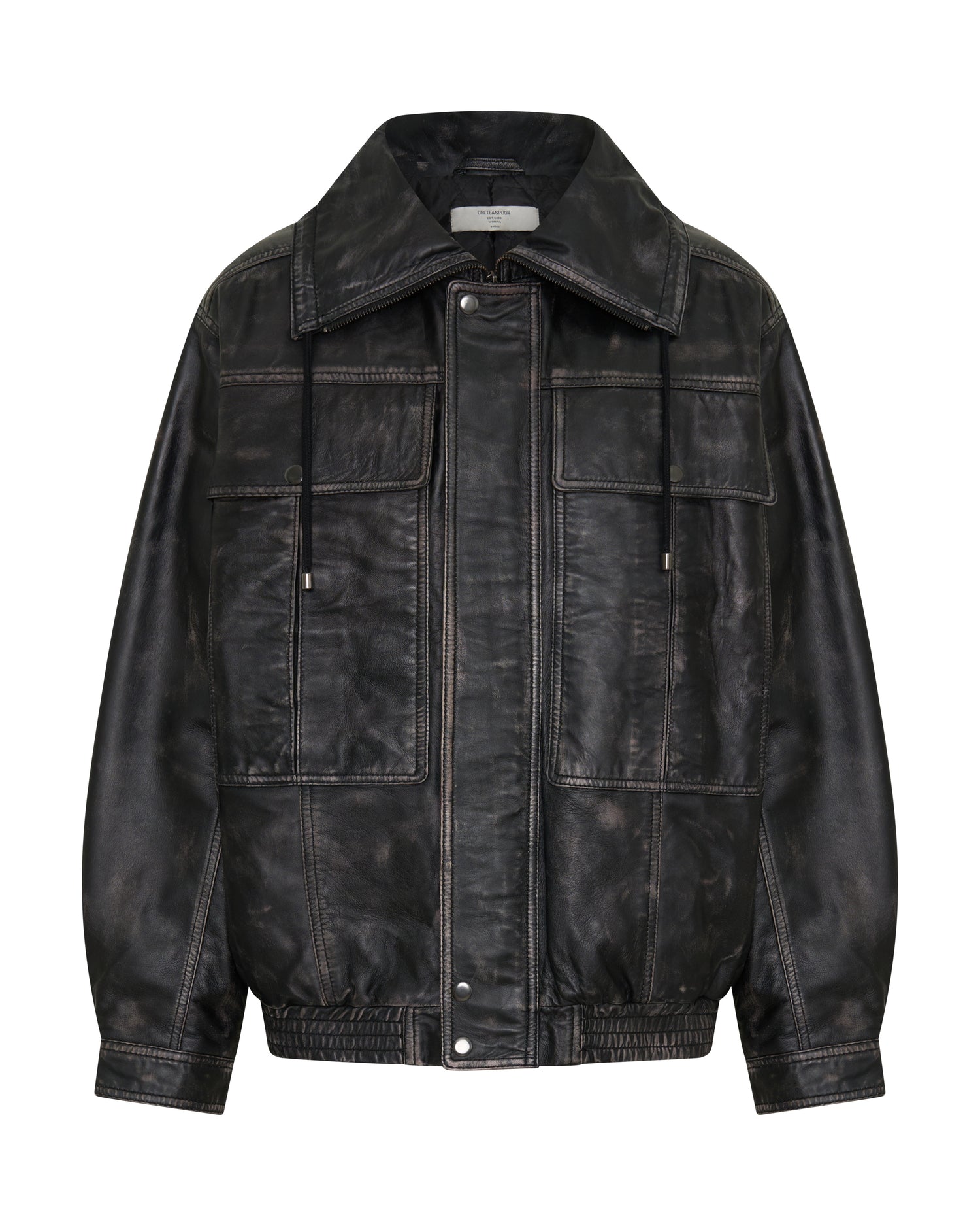 Atlas Utility Leather Jacket - Worn Black