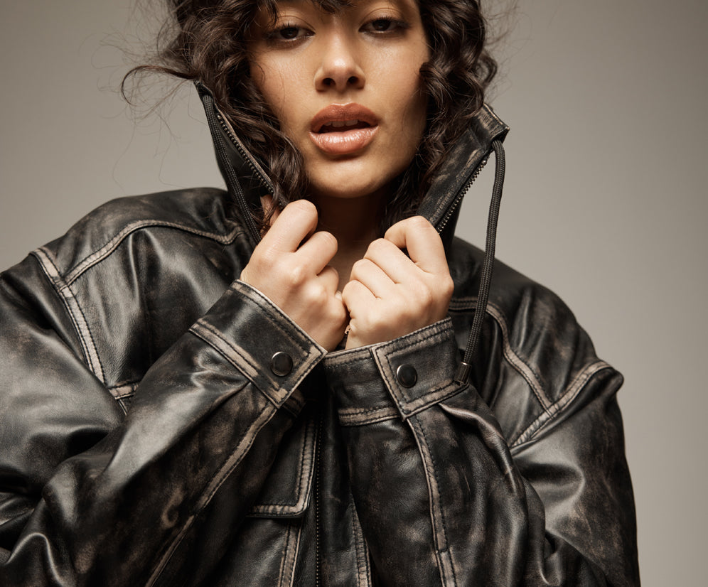 Atlas Utility Leather Jacket - Worn Black