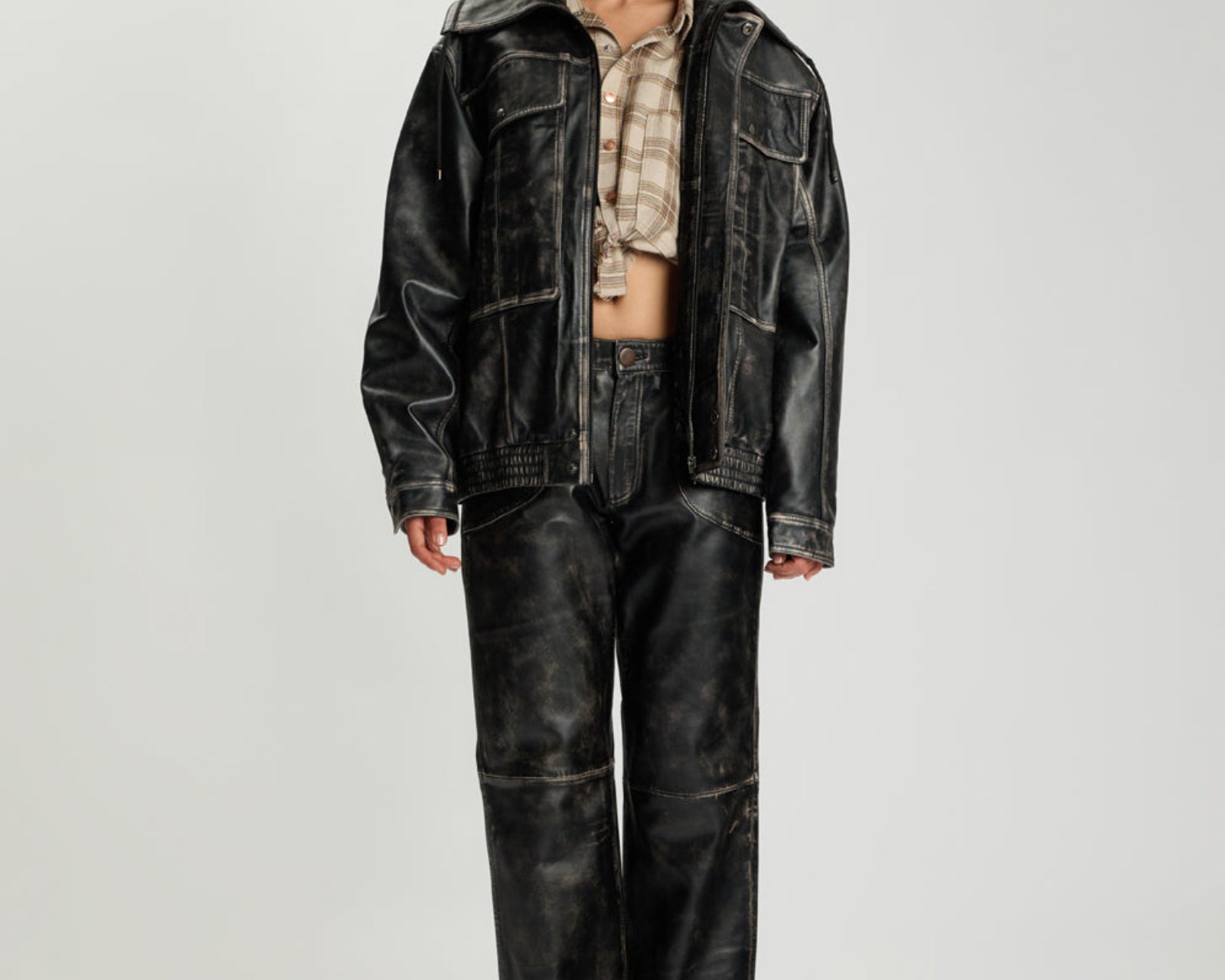 Atlas Utility Leather Jacket - Worn Black