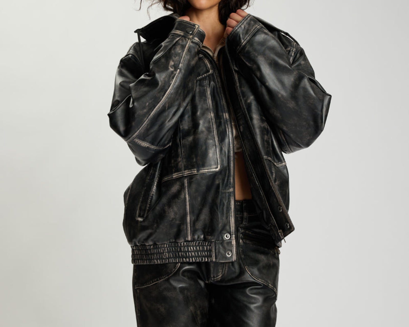 Atlas Utility Leather Jacket - Worn Black