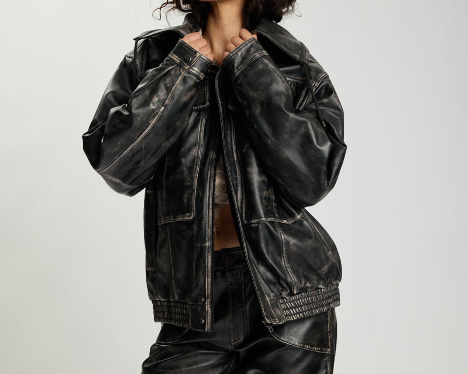 Atlas Utility Leather Jacket - Worn Black