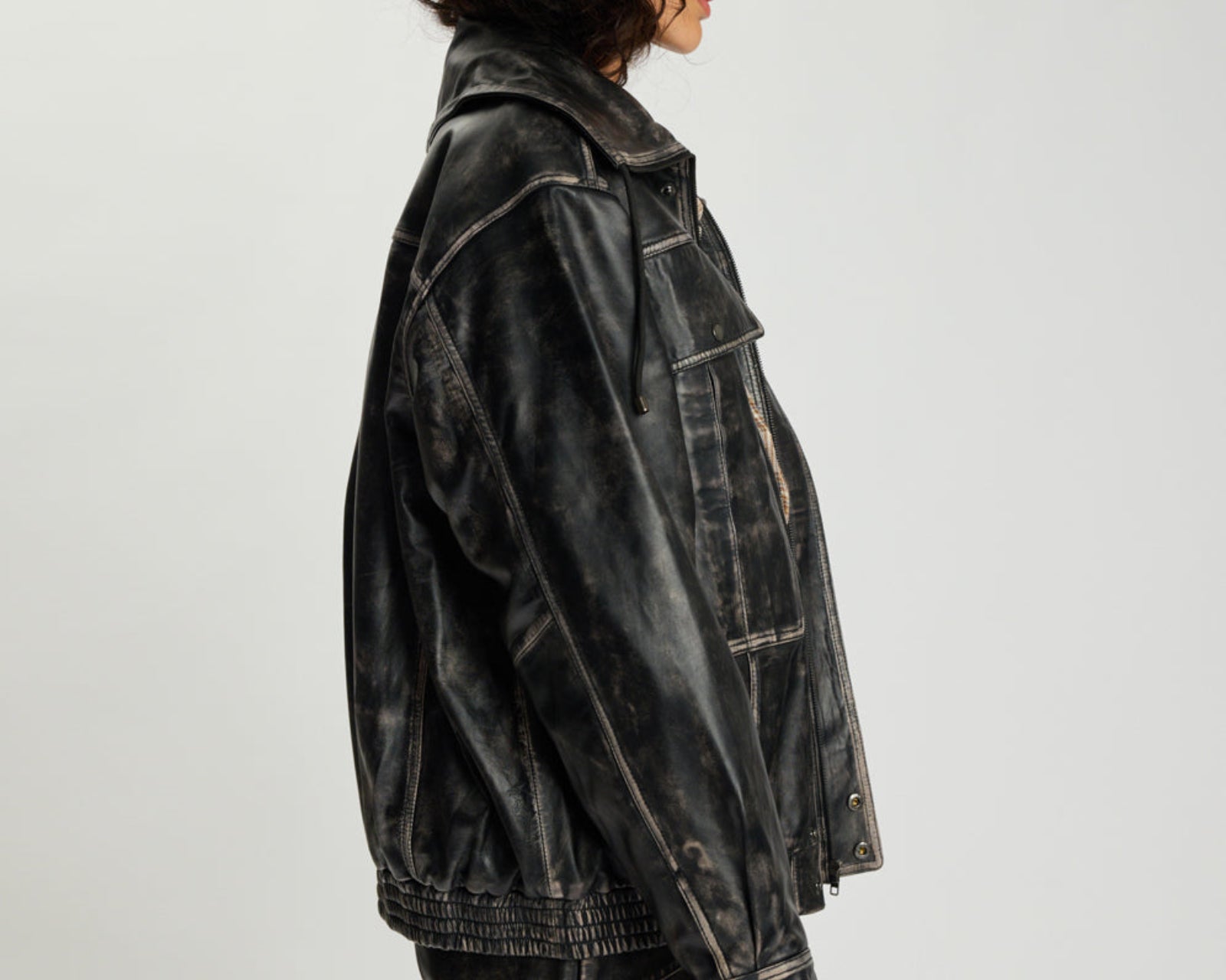 Atlas Utility Leather Jacket - Worn Black