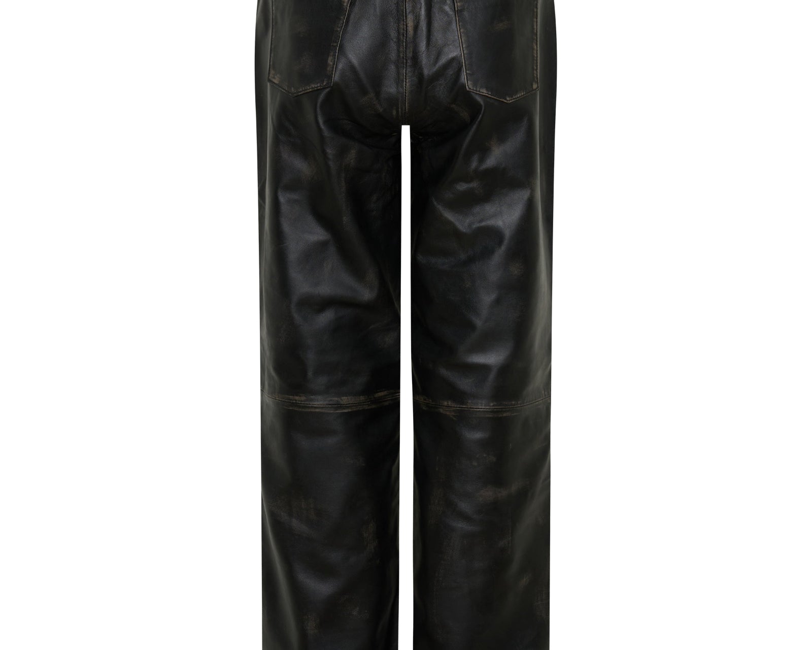 Atlas Carrot Leg Mid Waist Leather Pants - Worn Black