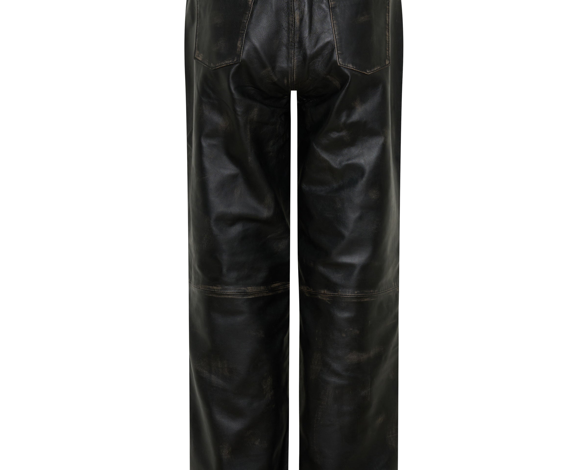 Atlas Carrot Leg Mid Waist Leather Pants - Worn Black