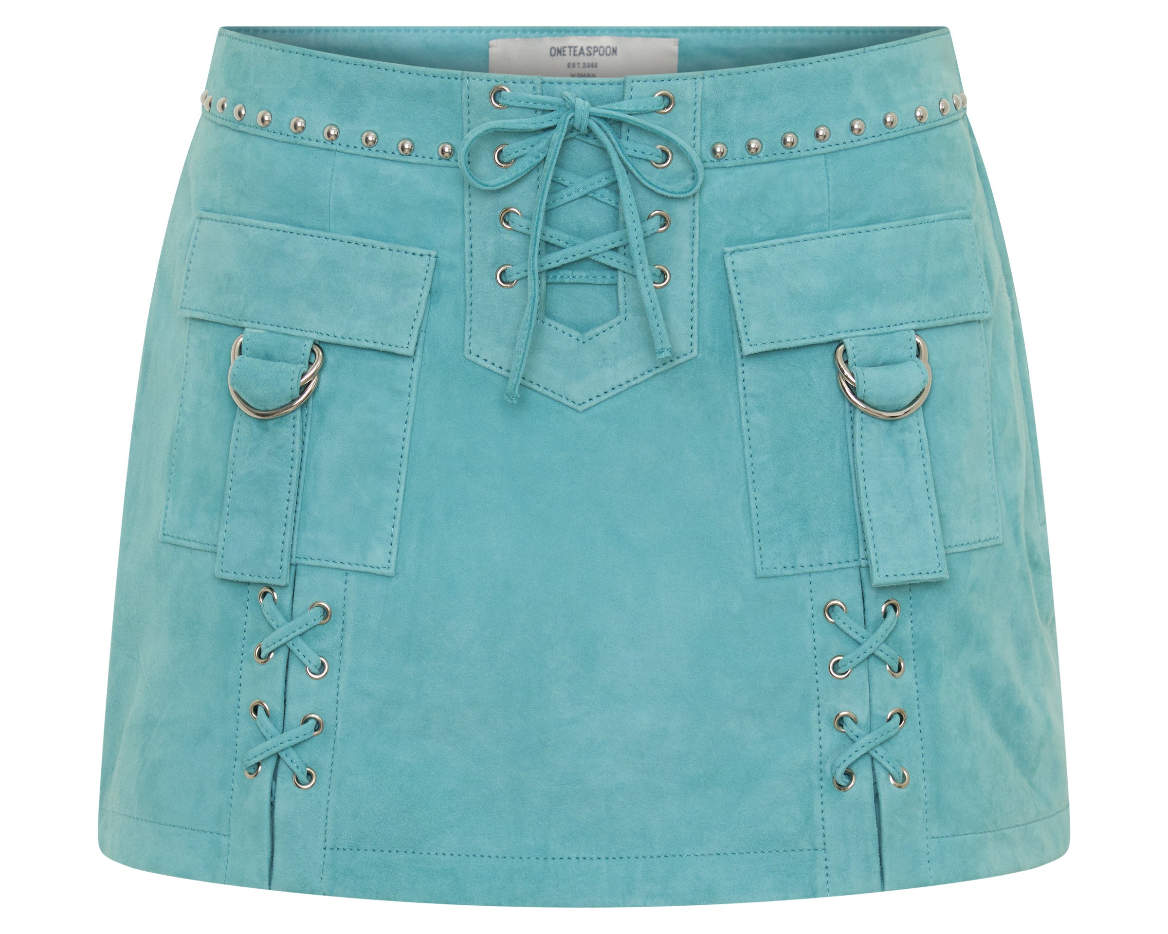 Cross My Heart Laced Suede Mini Skirt - Mint Green