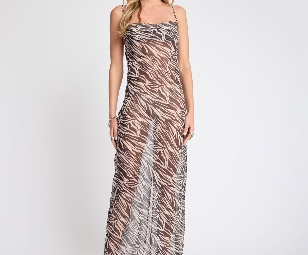 Jagger Maxi Slip Dress - Zebra Print