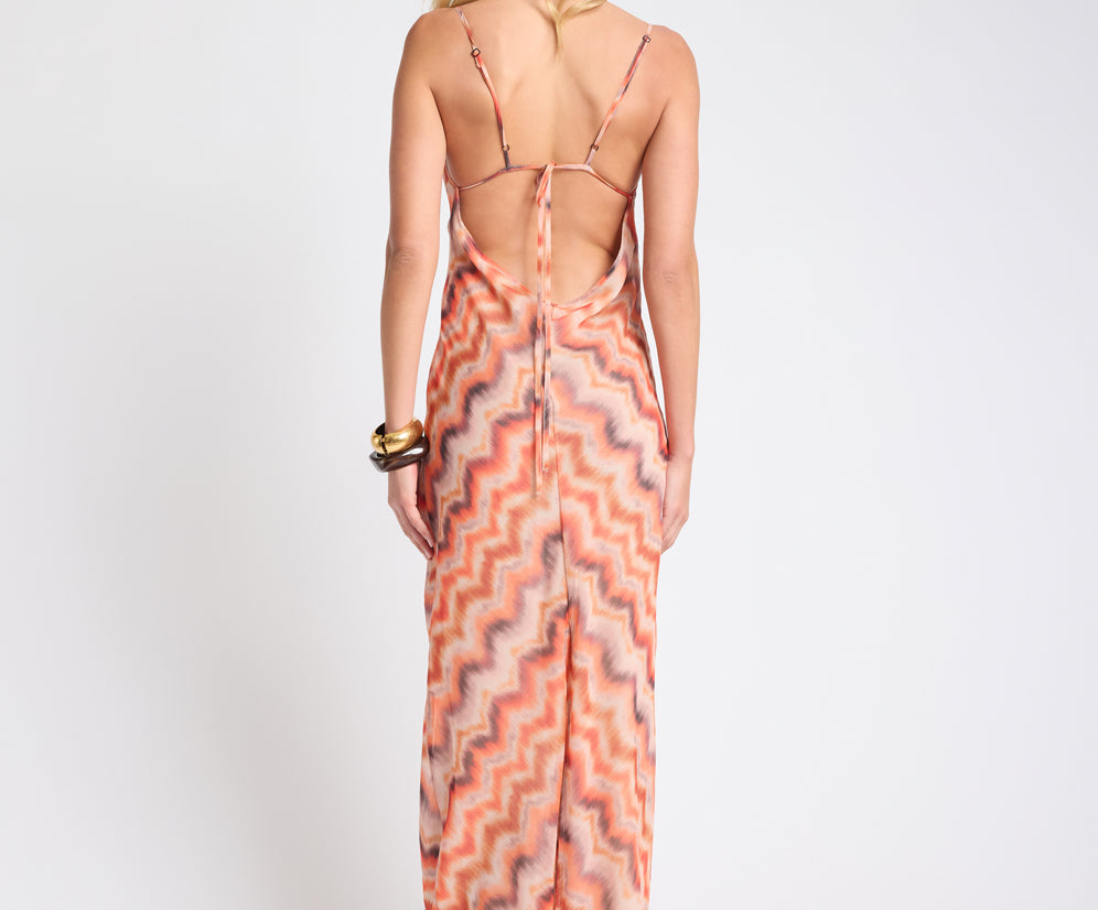 Jagger Maxi Slip Dress - Sunset Chevron Print