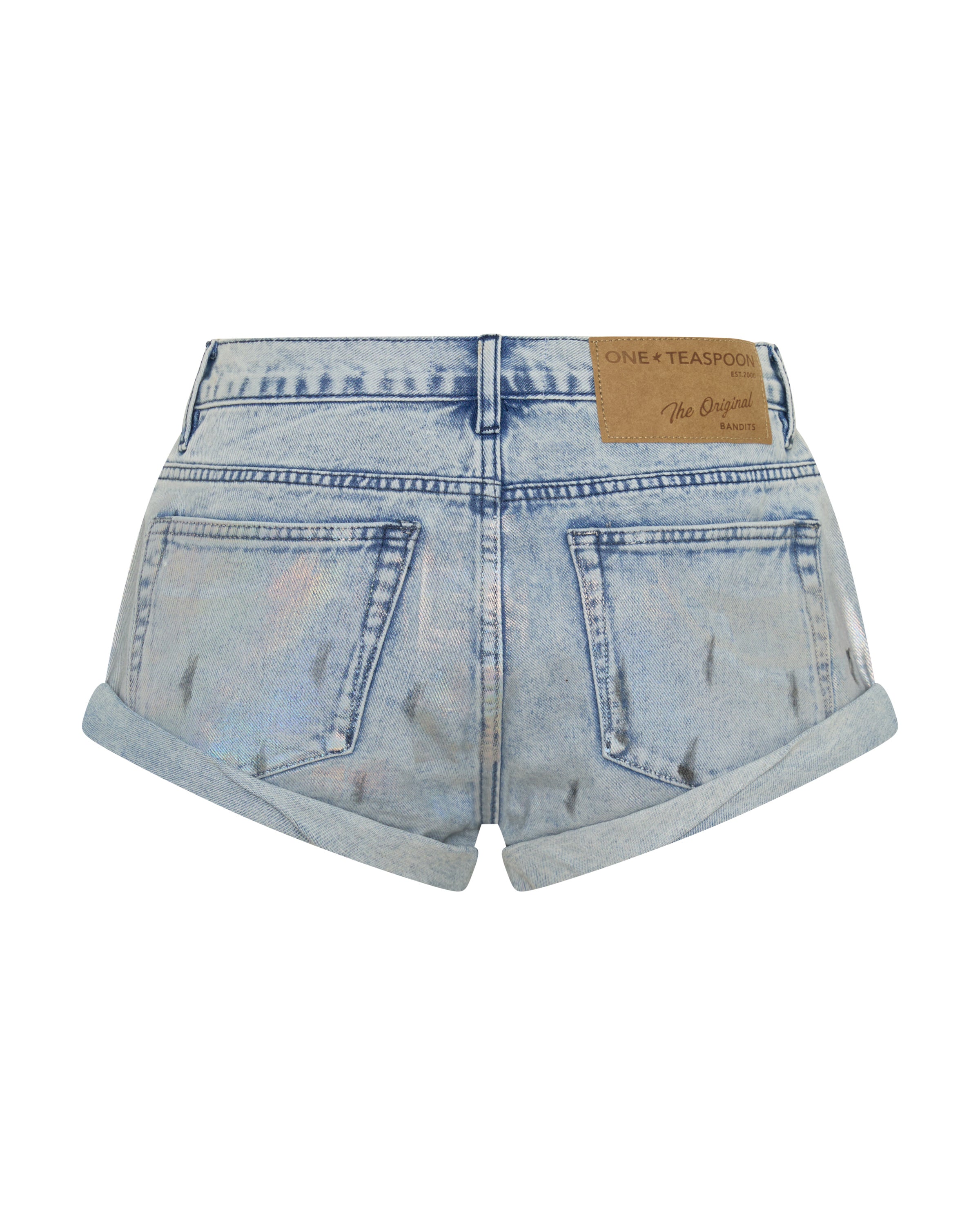 Bandits Low Waist Denim Shorts - Chrome Grafitti Blue | One Teaspoon