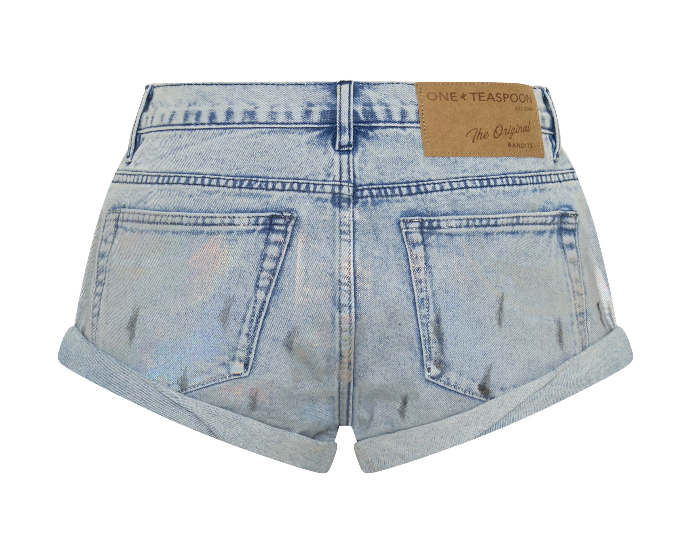 Bandits Low Waist Denim Shorts - Chrome Grafitti Blue