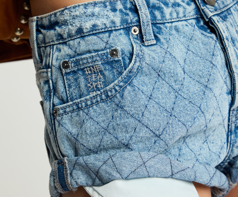 Bandits Low Waist Denim Shorts - Harlequin Salty Dog
