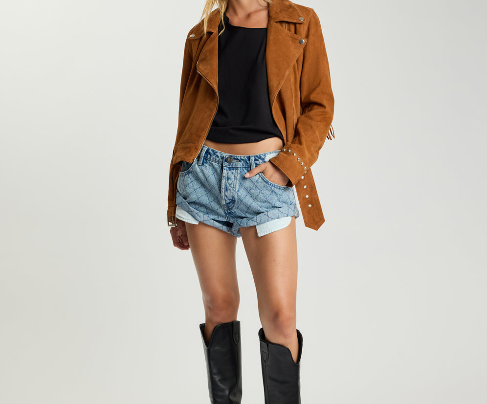 Bandits Low Waist Denim Shorts - Harlequin Salty Dog