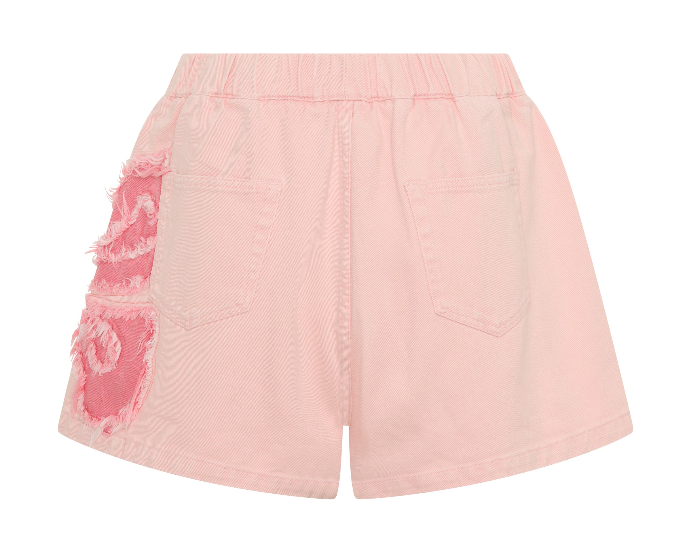 Funks High Waist Frayed Elasticated Flippy Denim Shorts - Pink Petal