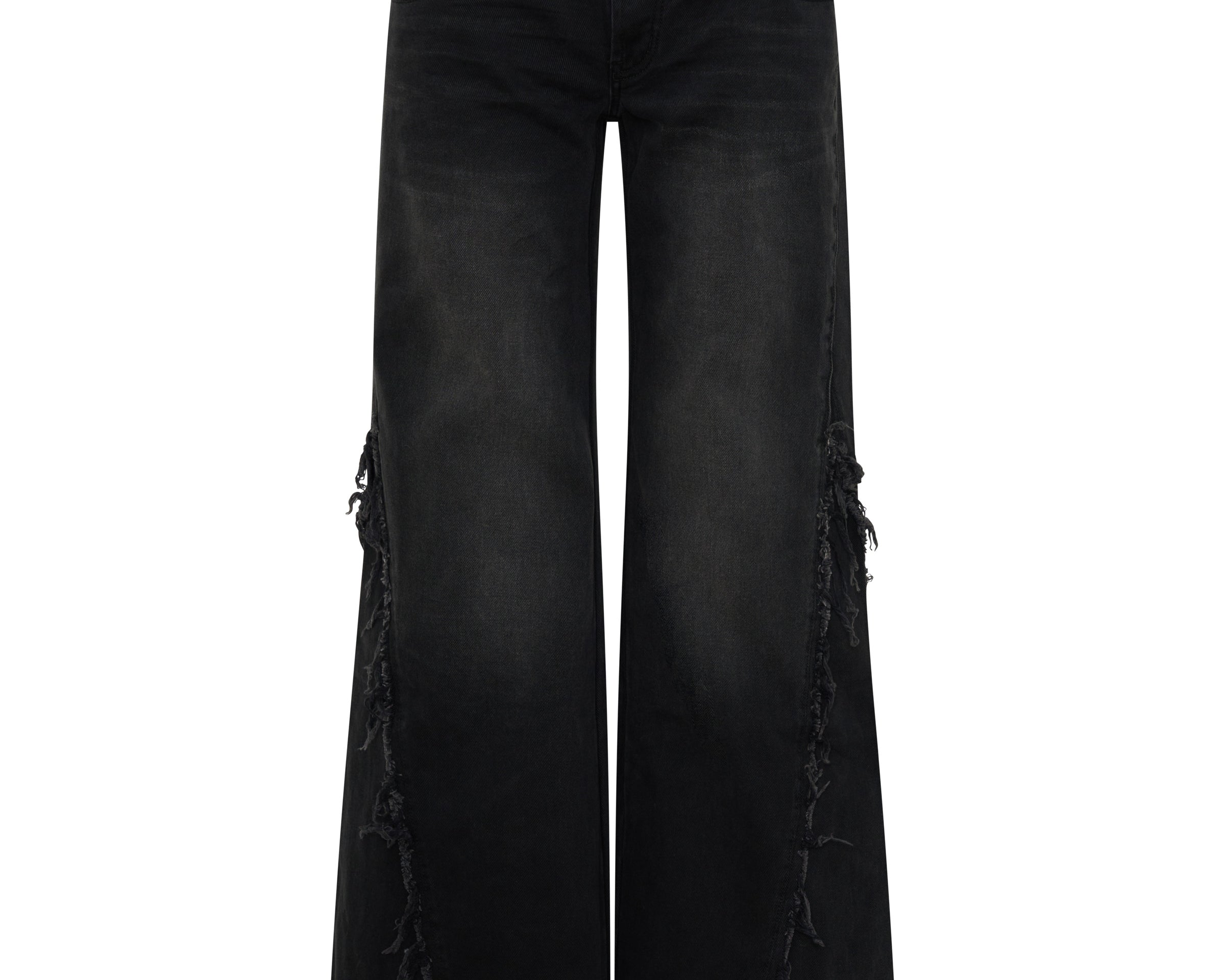 Johnnies Low Waist Wide Leg Flared Denim Jeans - Smokey Black