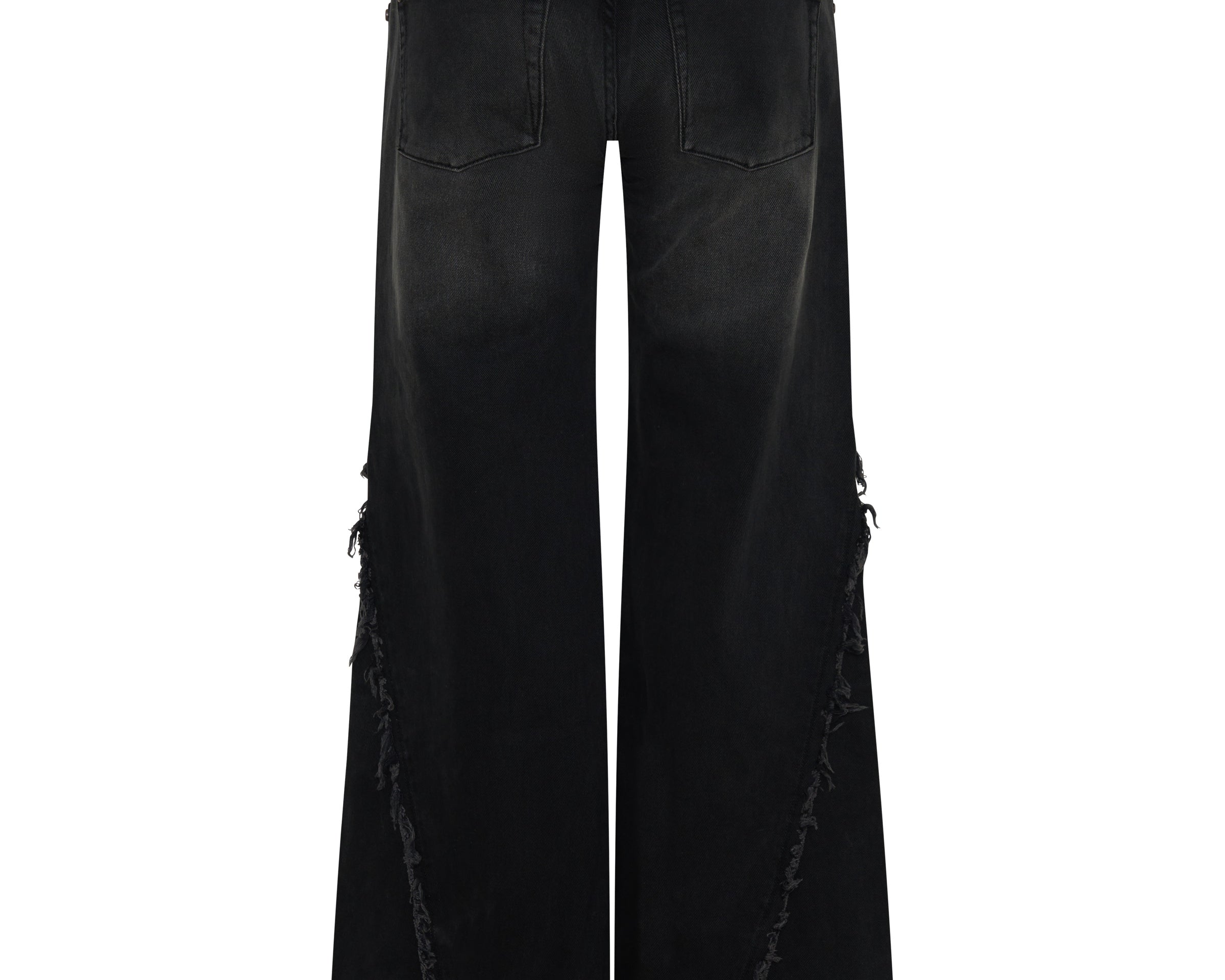 Johnnies Low Waist Wide Leg Flared Denim Jeans - Smokey Black