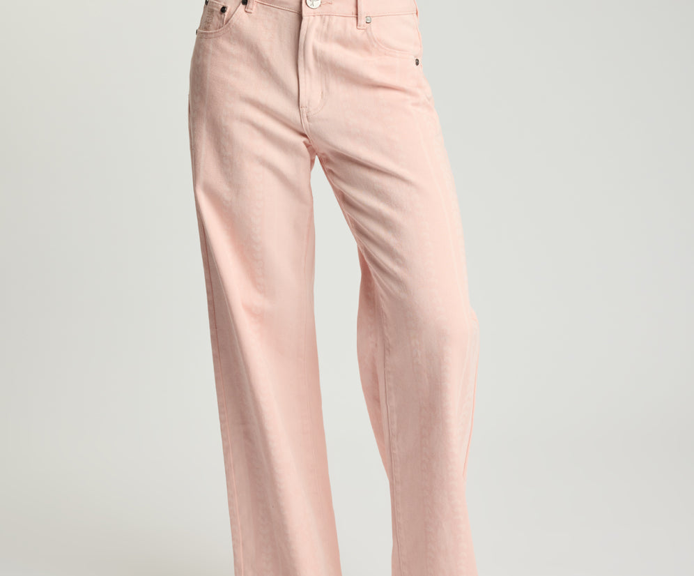 Jackson Mid Waist Wide Leg Denim Jeans - Pink Love