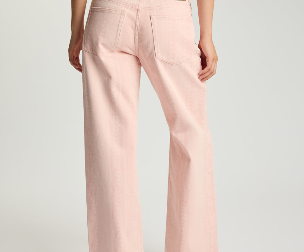 Jackson Mid Waist Wide Leg Denim Jeans - Pink Love