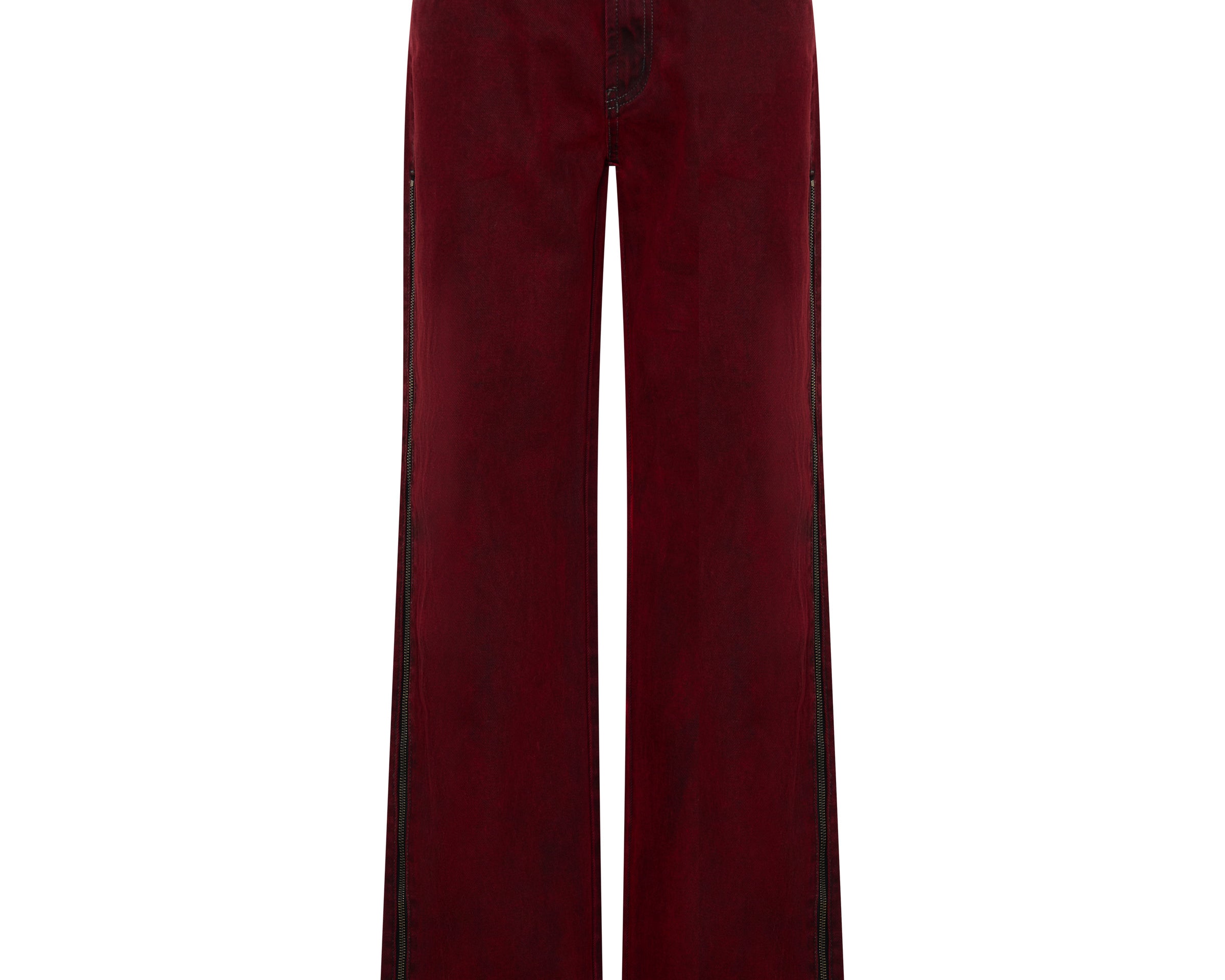 Jackson Mid Waist Wide Leg Denim Jeans - Oil Stained Maroon