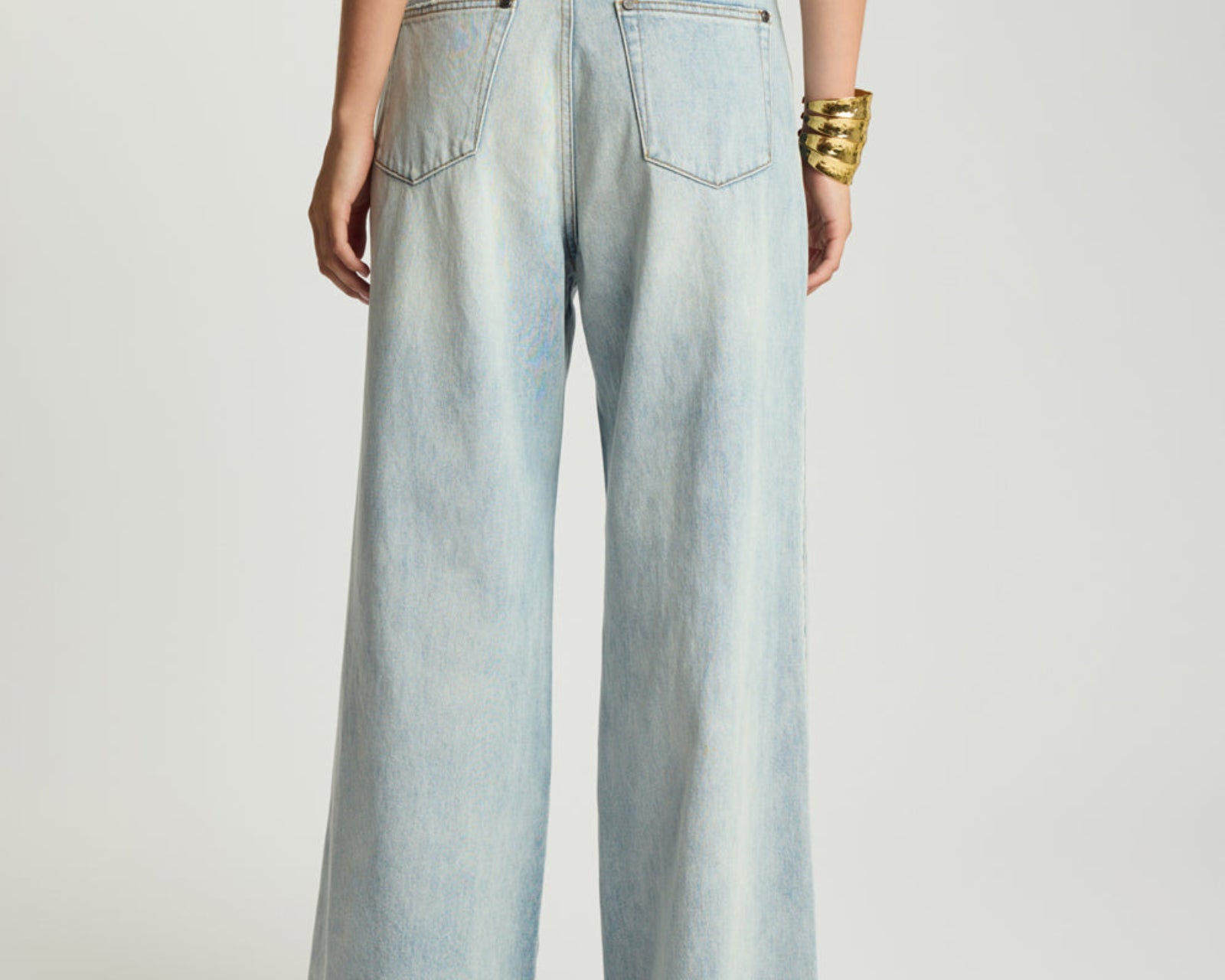Love Machines Mid Waist Super Wide Leg Denim Jeans - Split Party Contrast Blue