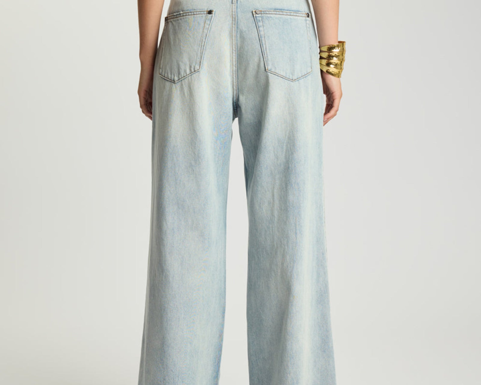 Love Machines Mid Waist Super Wide Leg Denim Jeans - Split Party Contrast Blue