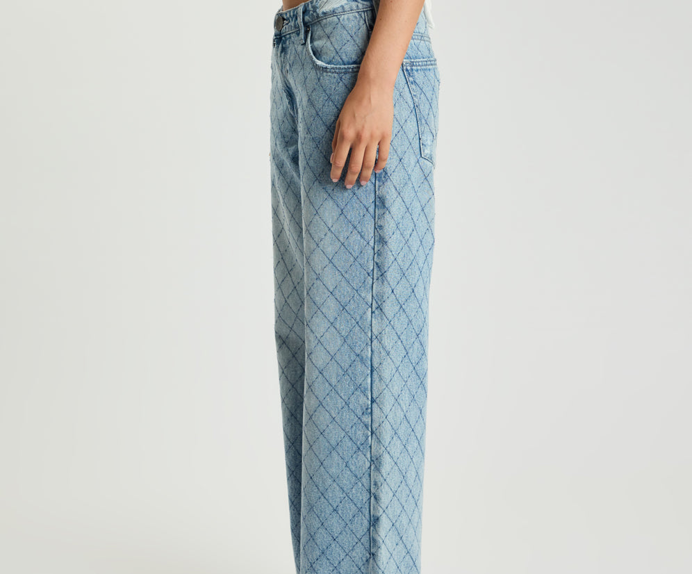 Low Riders Low Waist Wide Leg Denim Jeans - Harlequin Salty Dog