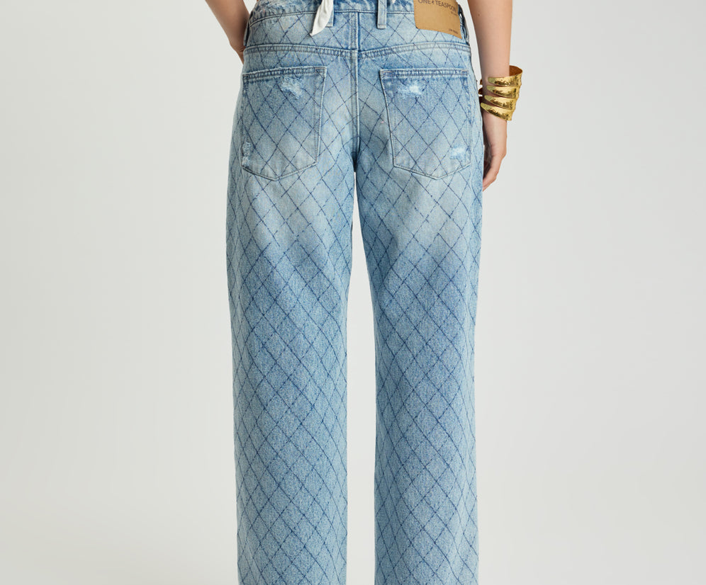 Low Riders Low Waist Wide Leg Denim Jeans - Harlequin Salty Dog