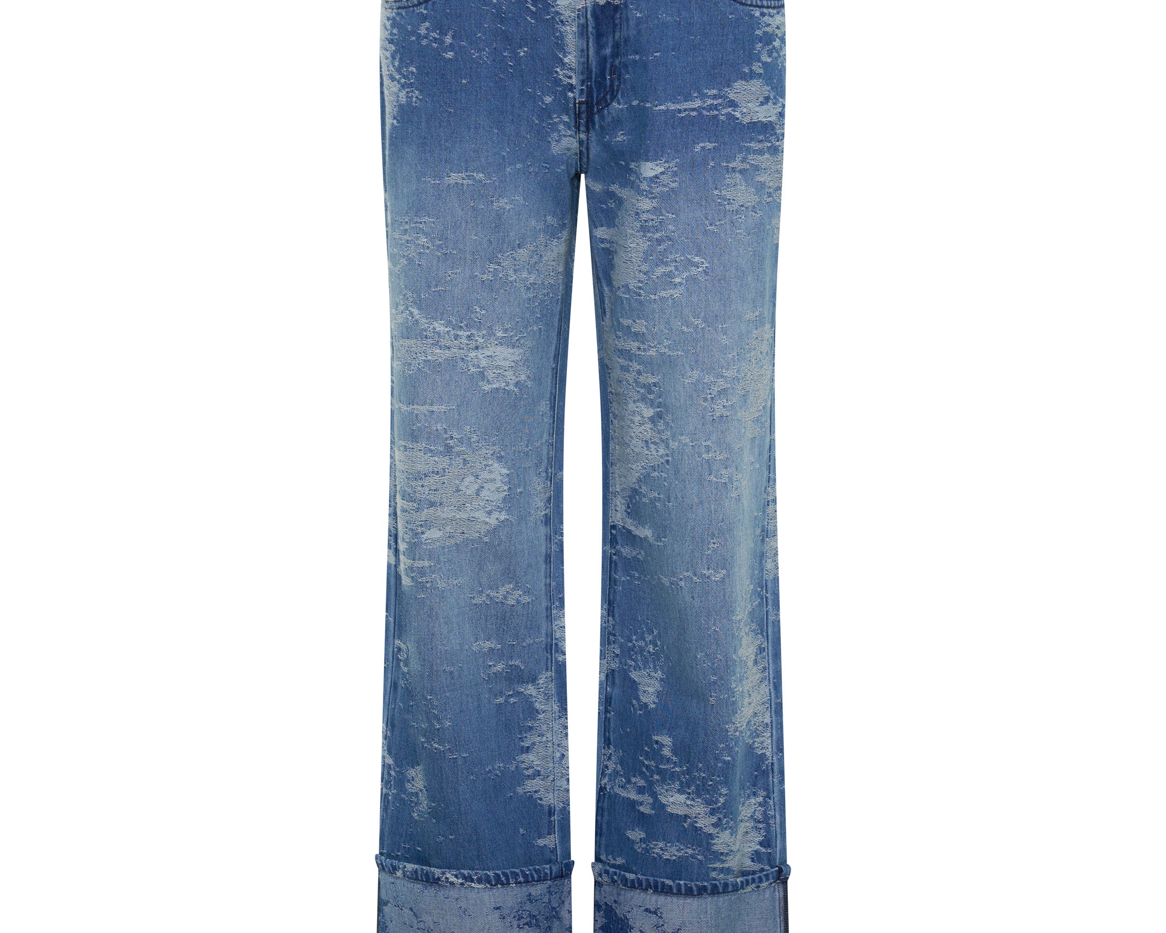Low Riders Low Waist Wide Leg Denim Jeans - Torn Sky Blue