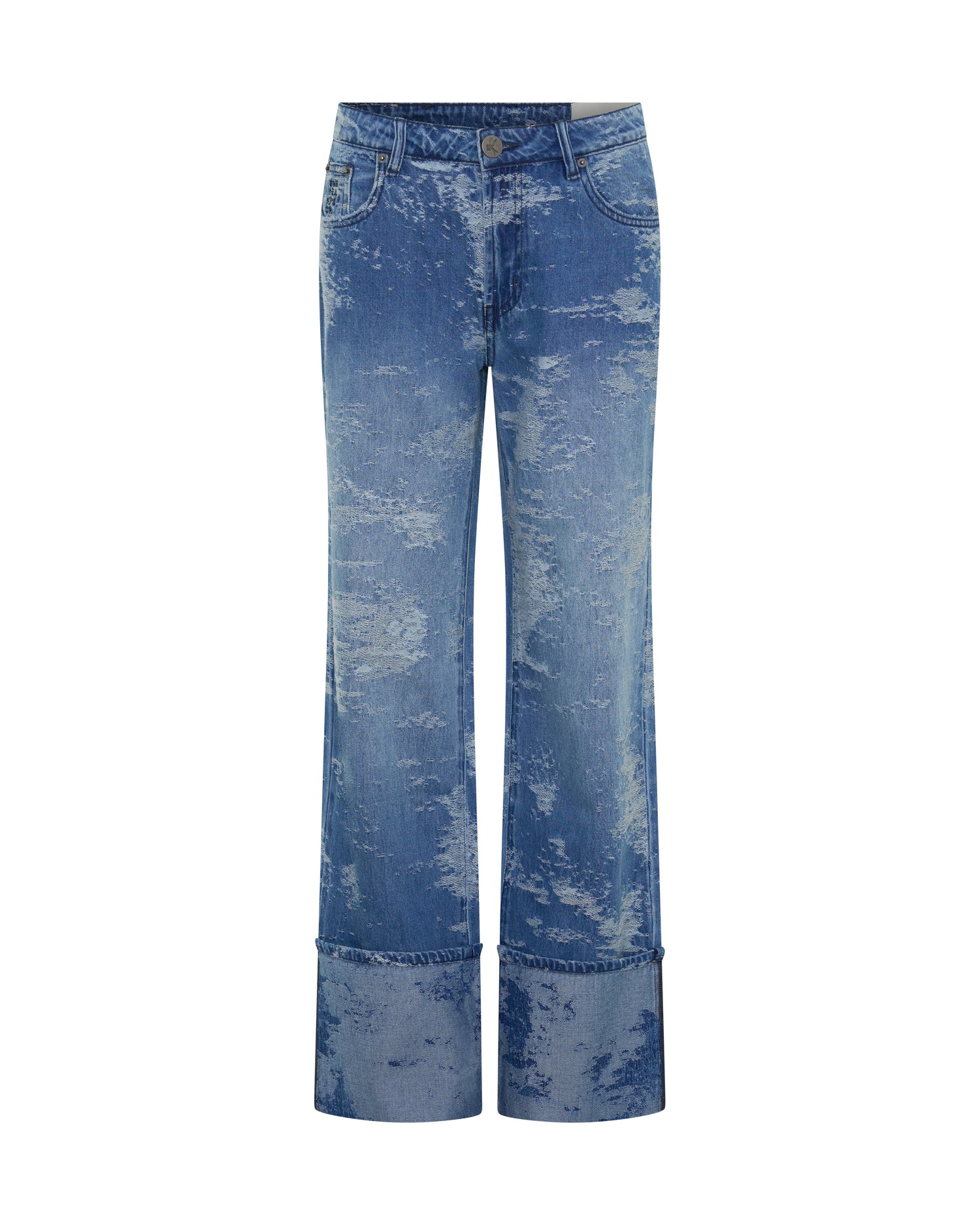 Low Riders Low Waist Wide Leg Denim Jeans - Torn Sky Blue