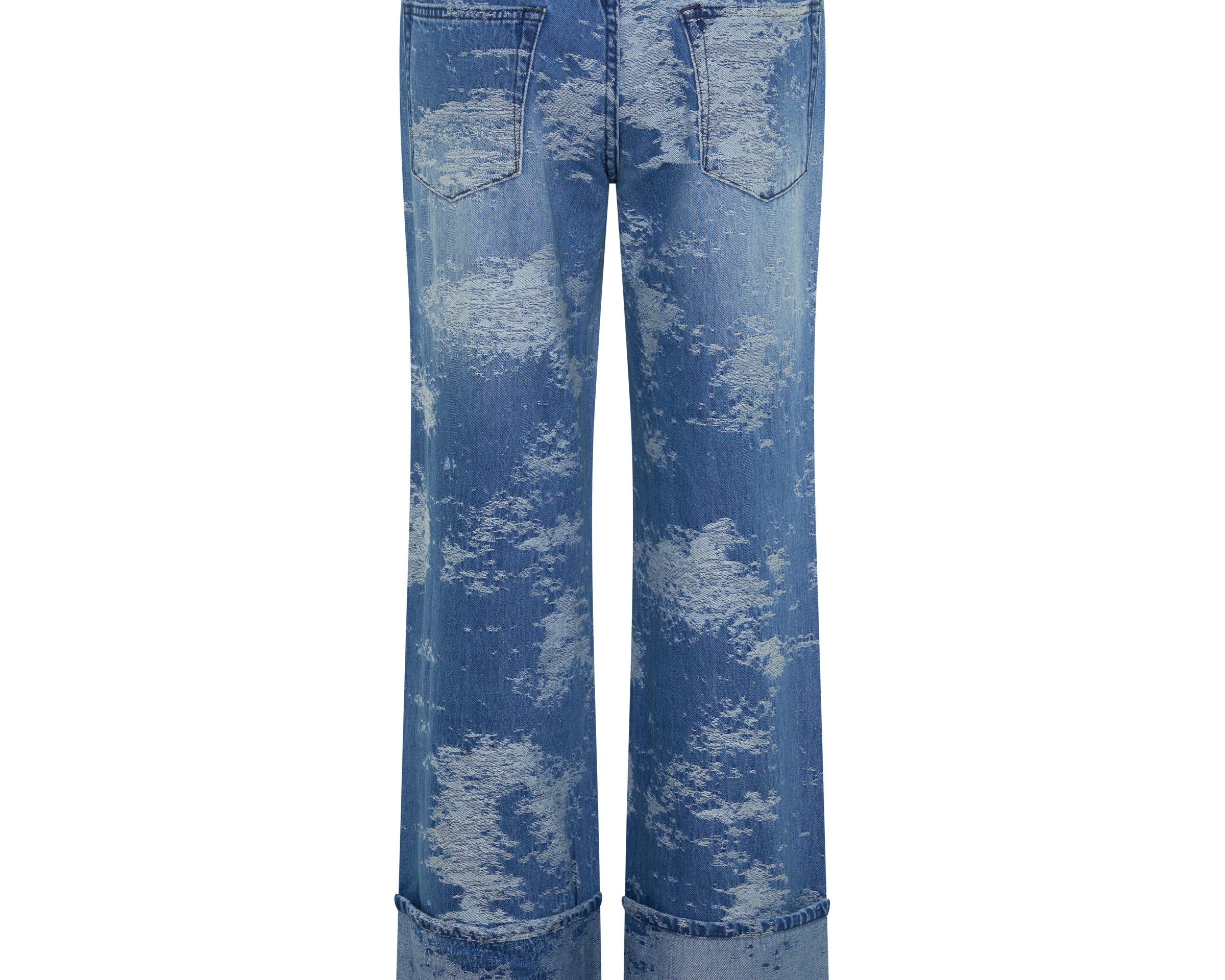 Low Riders Low Waist Wide Leg Denim Jeans - Torn Sky Blue