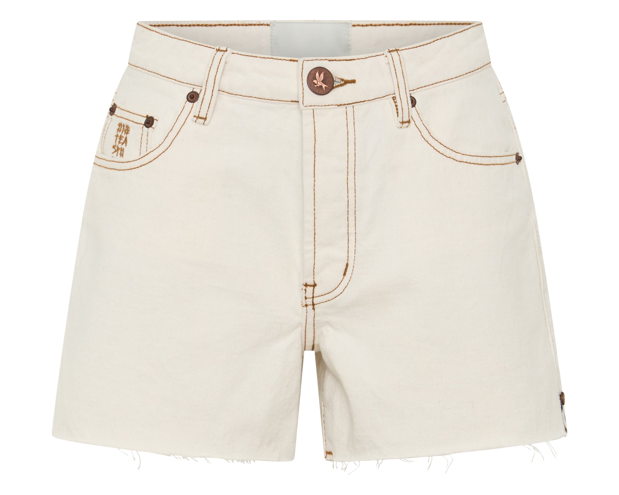 Rustlers High Waist Denim Shorts - White Beauty