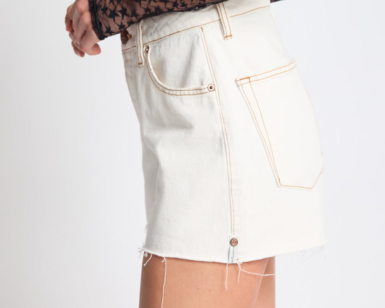 Rustlers High Waist Denim Shorts - White Beauty