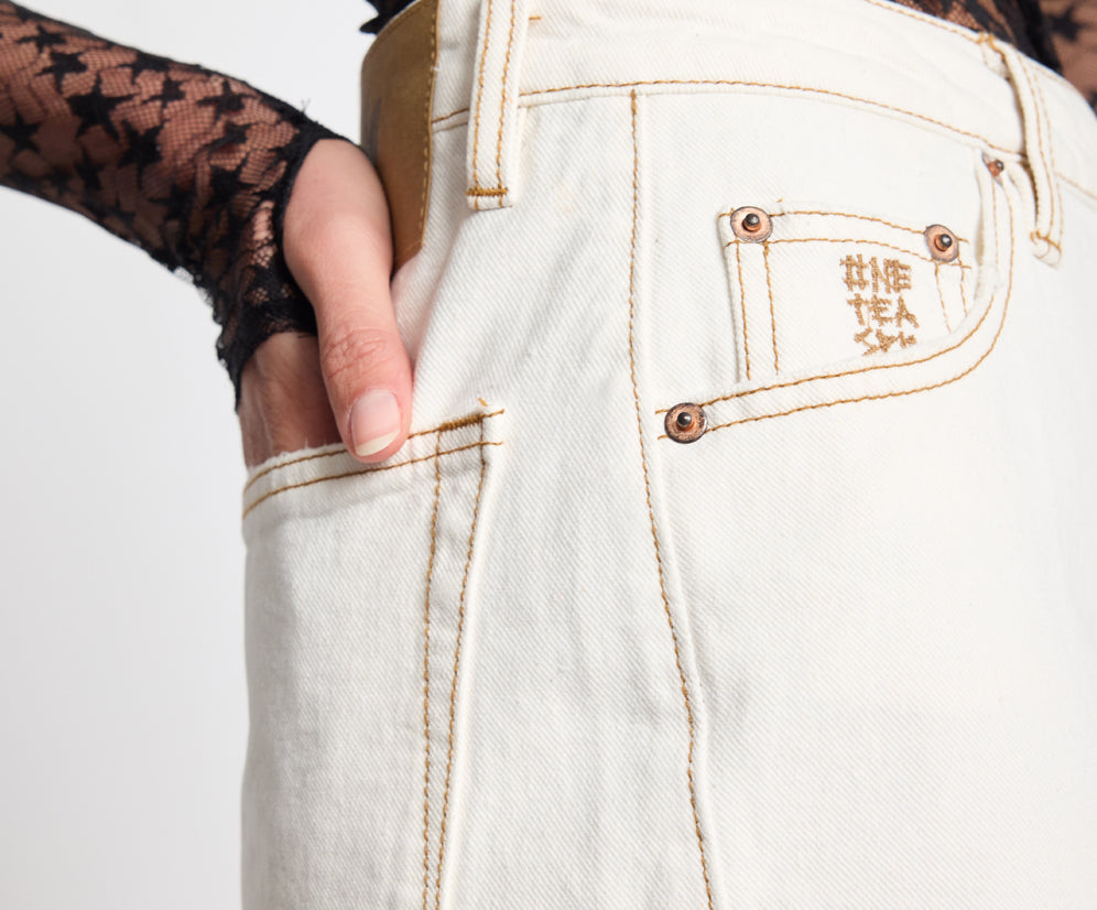 Rustlers High Waist Denim Shorts - White Beauty