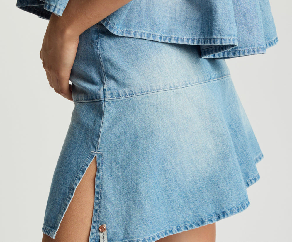 Cascade Mini Denim Skirt - Chambray Blue
