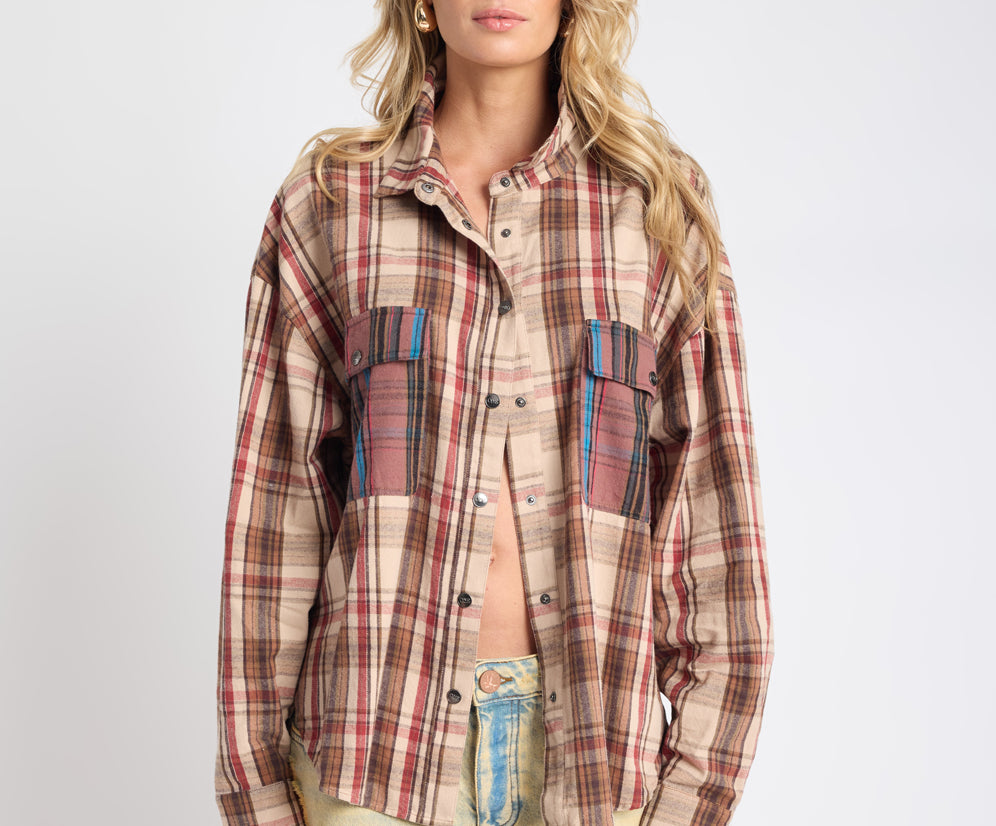 Prairie Check Daria Shirt - Sand Check