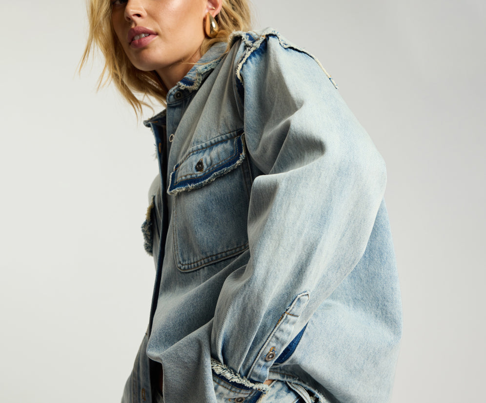 Split Party Everyday Denim Shirt - Split Party Contrast Blue