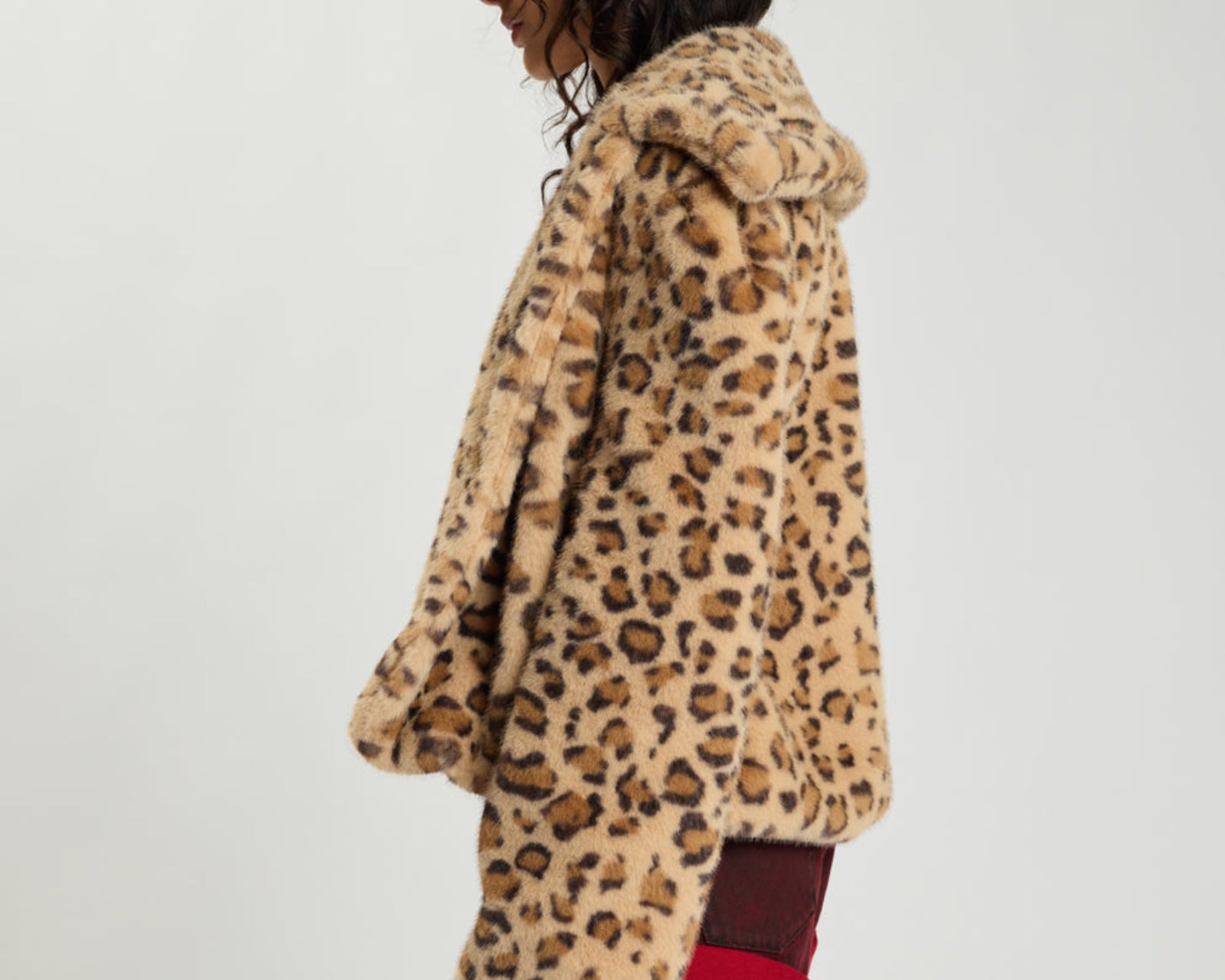 Catwalk Cropped Faux Fur Jacket - Leopard Print