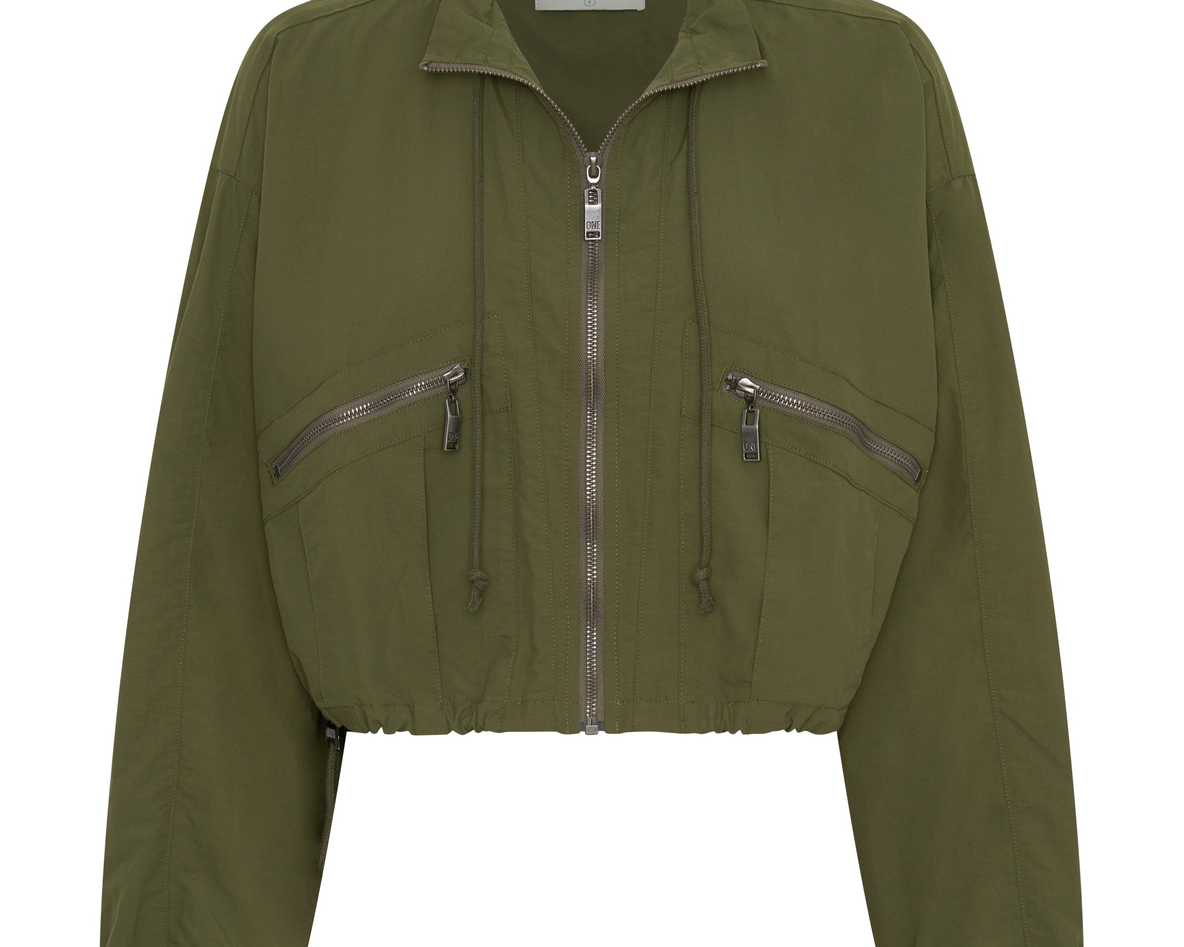 Drift Cropped Bubble Hem Jacket - Khaki