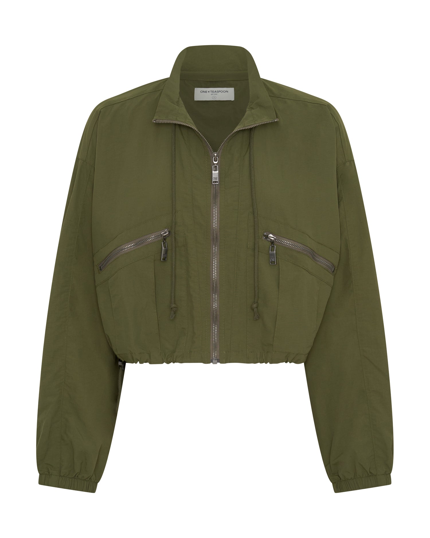 Drift Cropped Bubble Hem Jacket - Khaki