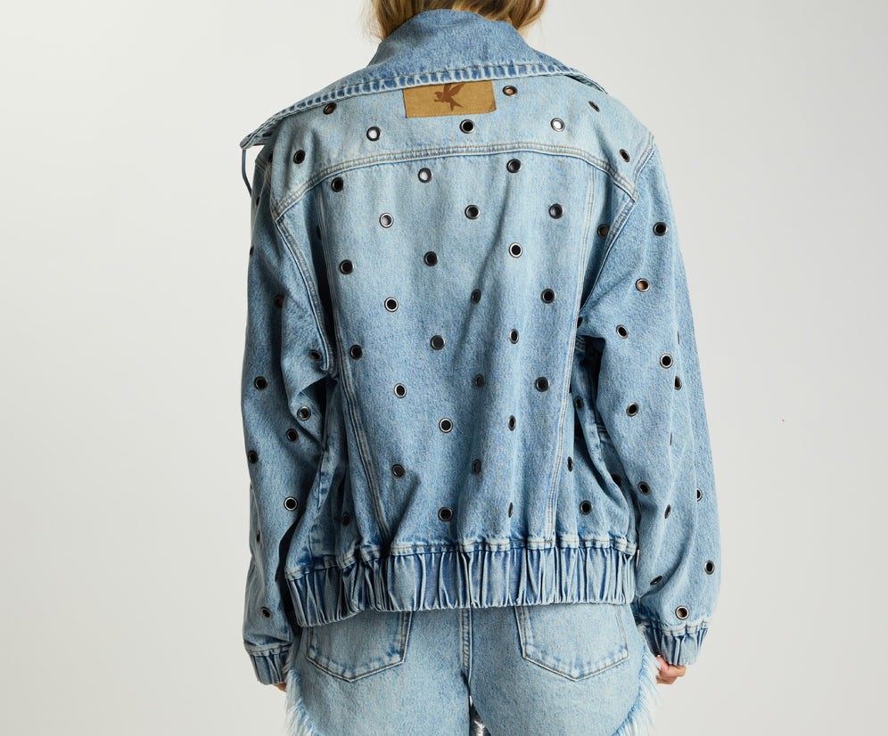 Punk Paradise Denim Bomber Jacket - Salty Dog