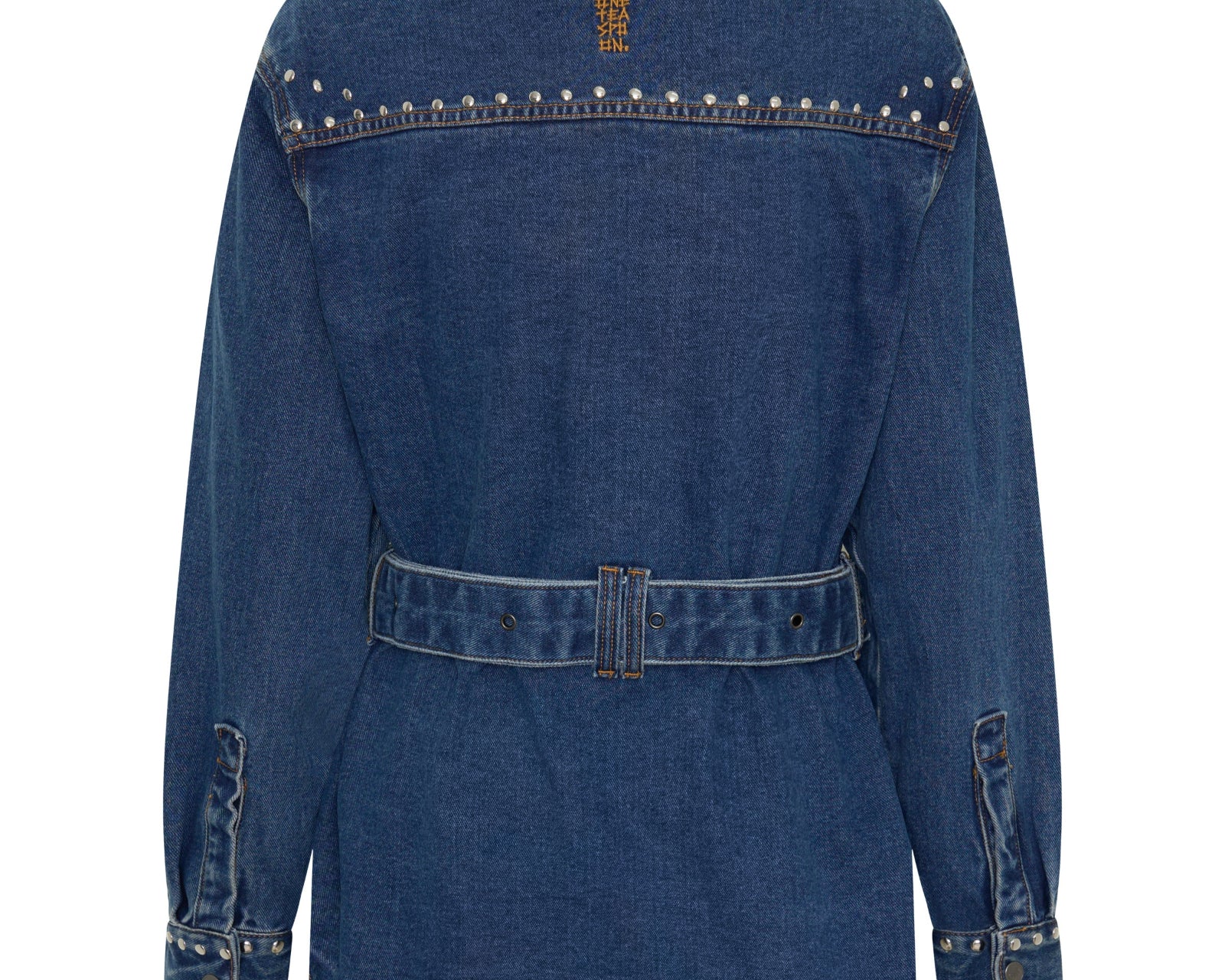 Chrome Edge Studded Belted Denim Jacket - Eclipse Blue