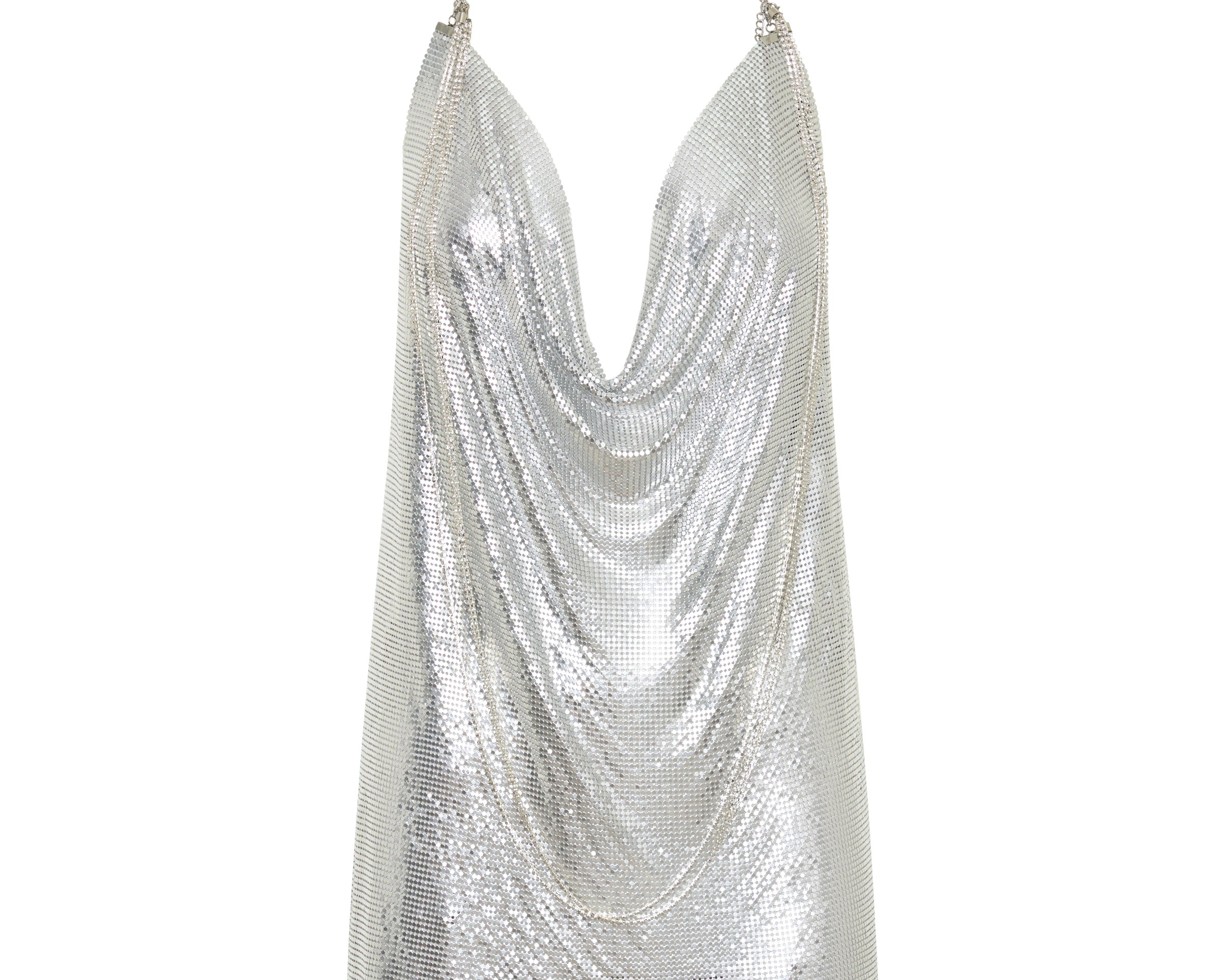 Supernova Glomesh Cowl-Neck Mini Dress - Silver