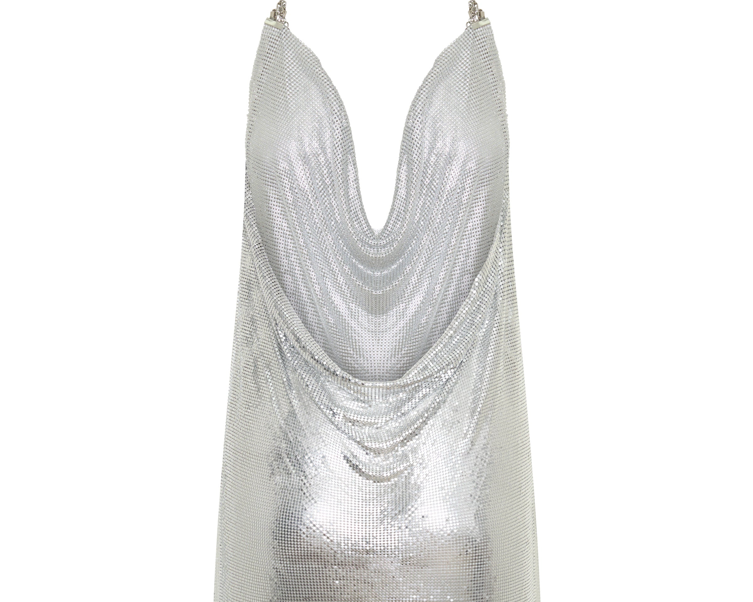Supernova Glomesh Cowl-Neck Mini Dress - Silver