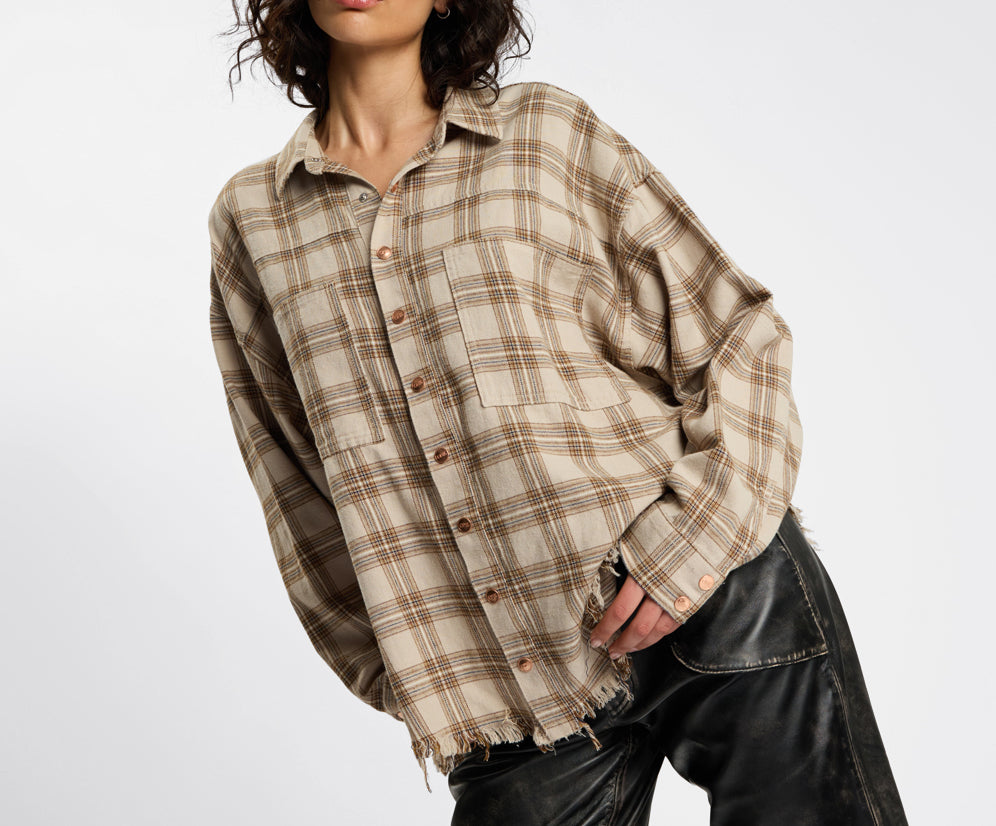 Daria Havana Flannel Check Shirt - Tan Check