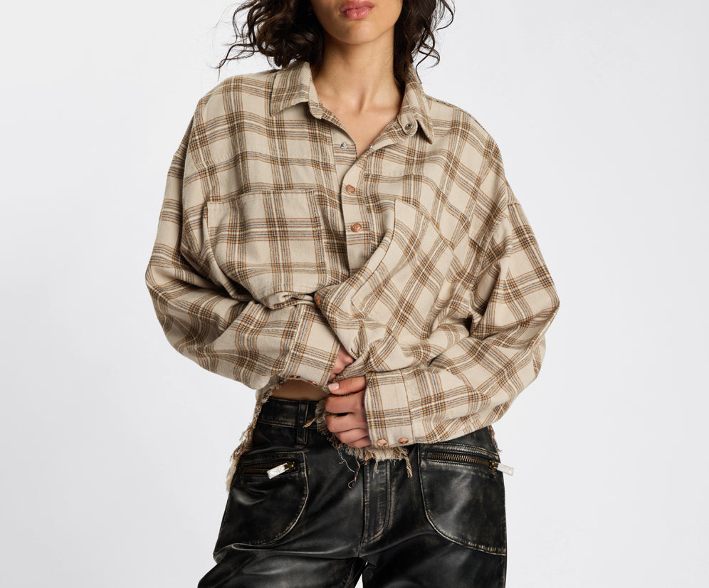 Daria Havana Flannel Check Shirt - Tan Check