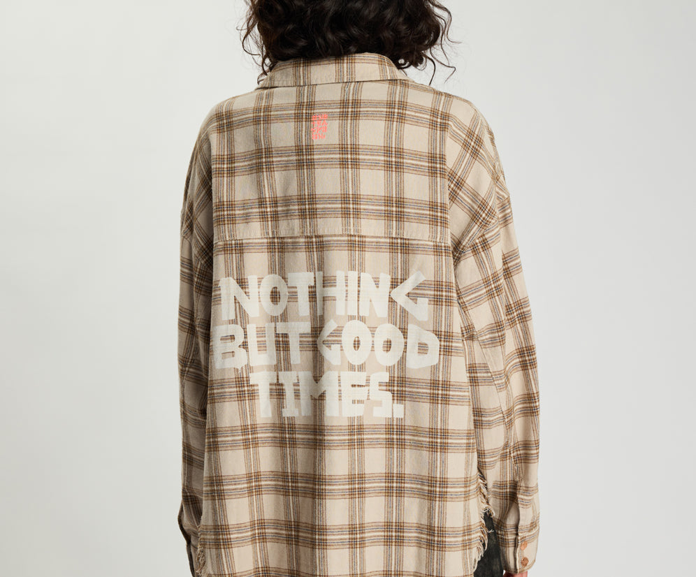 Daria Havana Flannel Check Shirt - Tan Check