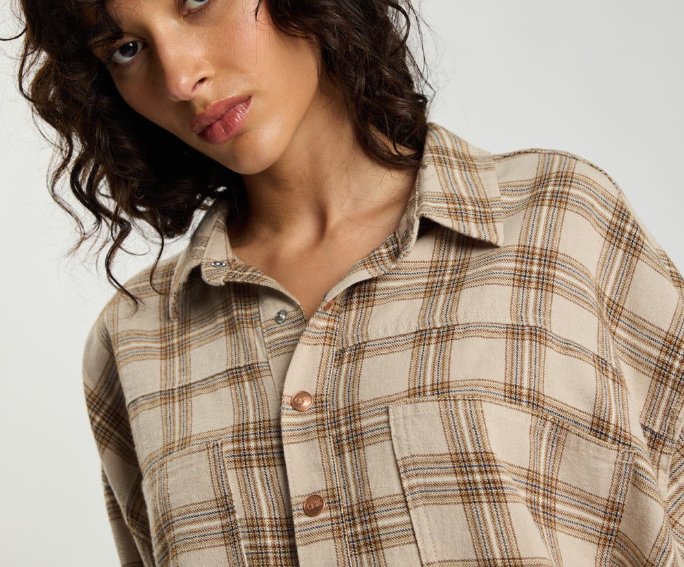 Daria Havana Flannel Check Shirt - Tan Check