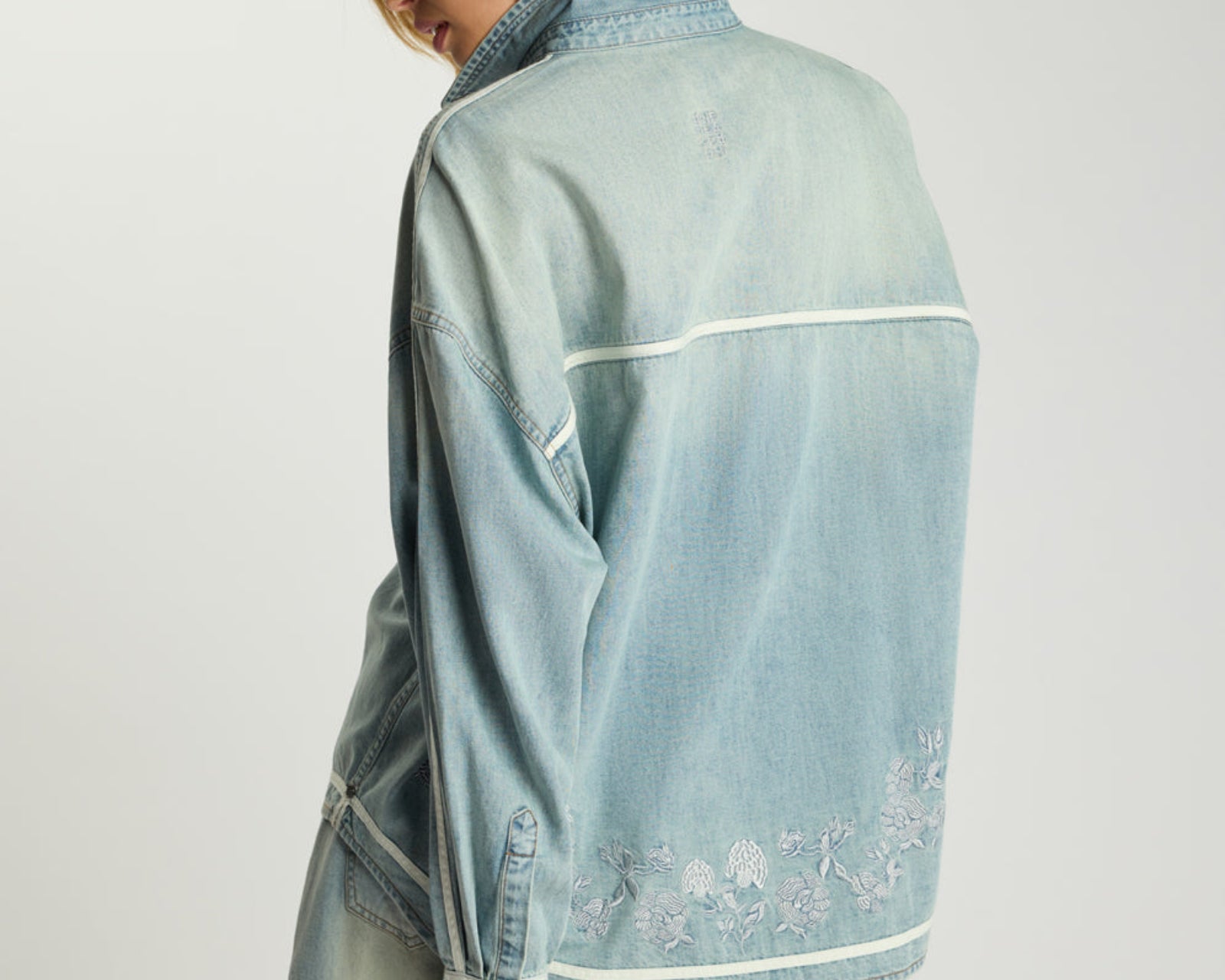 Embroidered Essential Denim Shirt - Folklore Chambray Blue