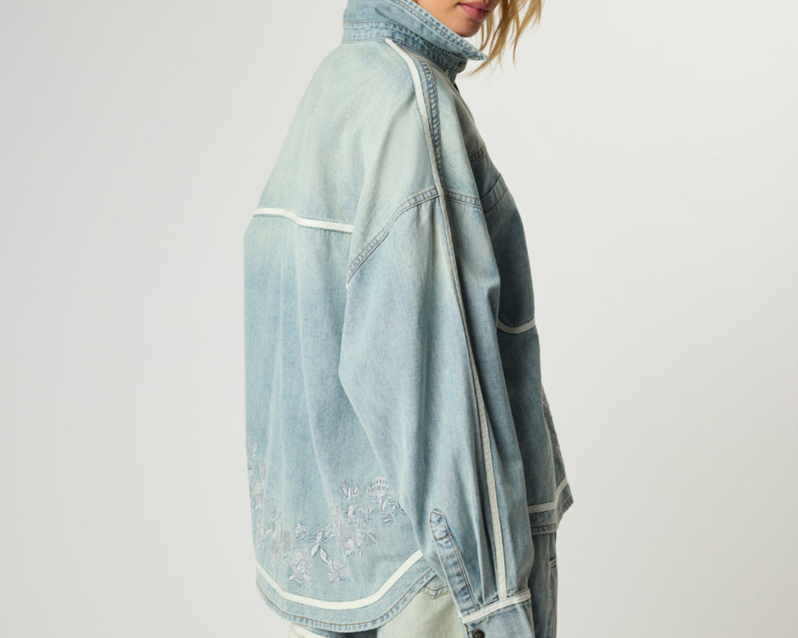 Embroidered Essential Denim Shirt - Folklore Chambray Blue
