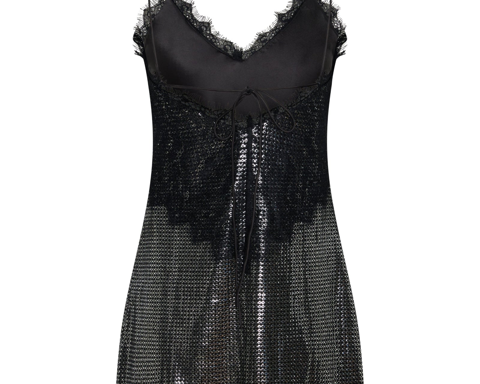 Afterparty Sequin Slip Mini Dress - Silver & Black Lace